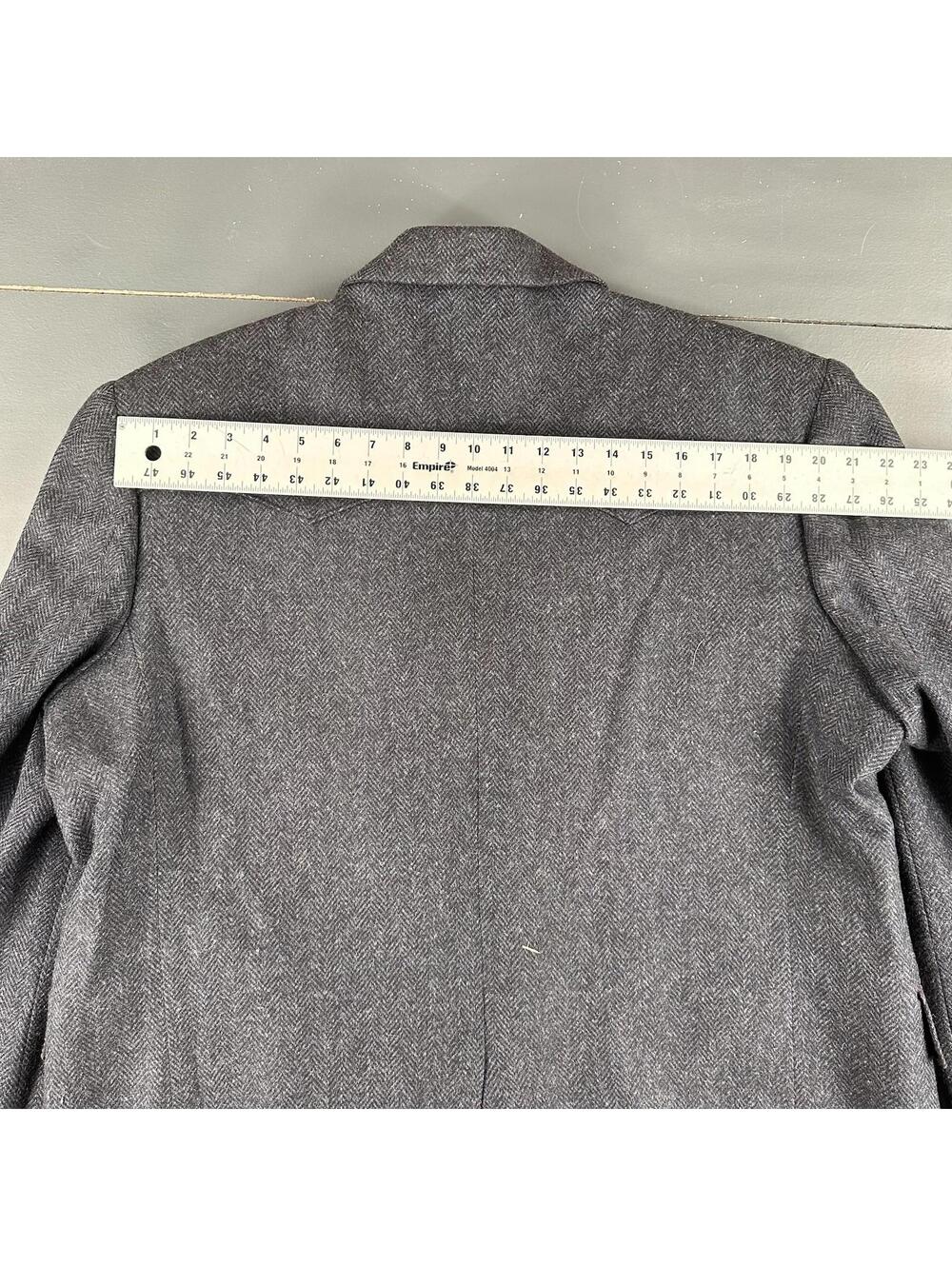 VTG Pagano West Coat Mens 48L Navy Blue Tweed All Wool Hickory Stripe NWT USA - Picture 8 of 12
